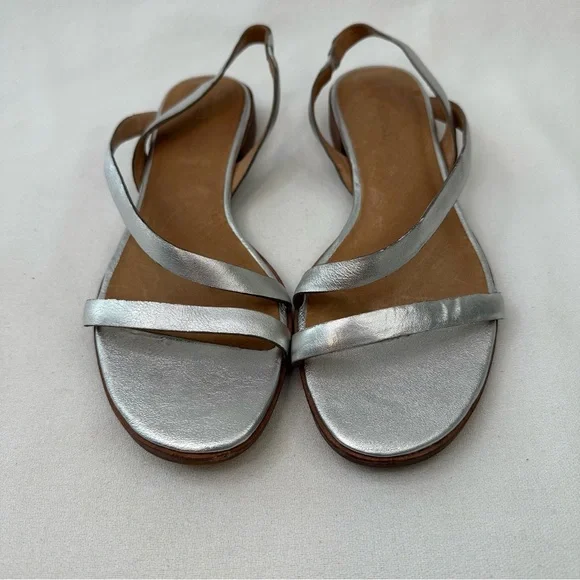 Madewell The Heidi Slingback Sandals in Metallic Silver Sz 9 - Picture 5 of 14